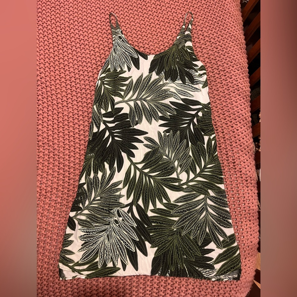 Topshop green & white jungle print slip dress
